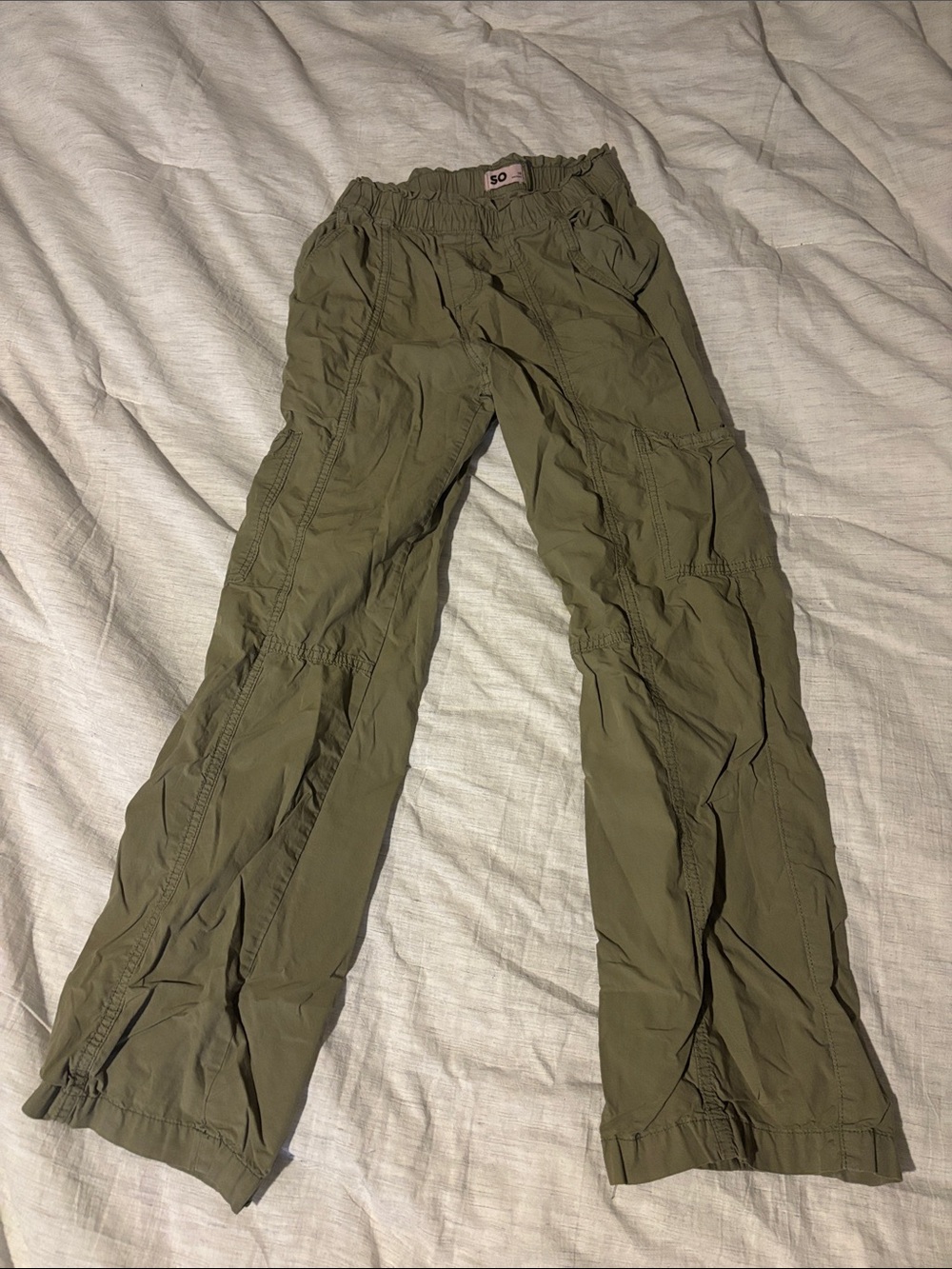 Wide Leg Utility Pants in Olive Green